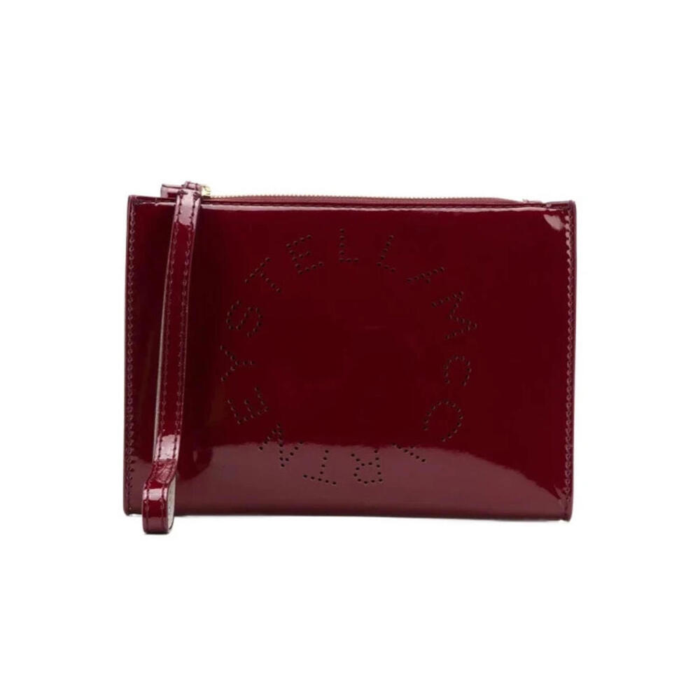 NEW STELLA MCCARTNEY LOGO ZIP POUCH BAG CLUTCH WITH WRISTLET STRAP — LUXE VEGAN